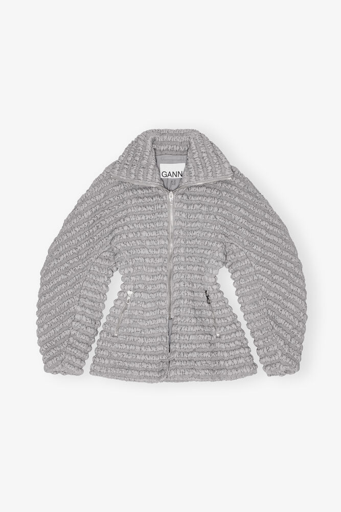 Grey Stretch Quilt Curve Sleeve Jacket, Mirage Gray
