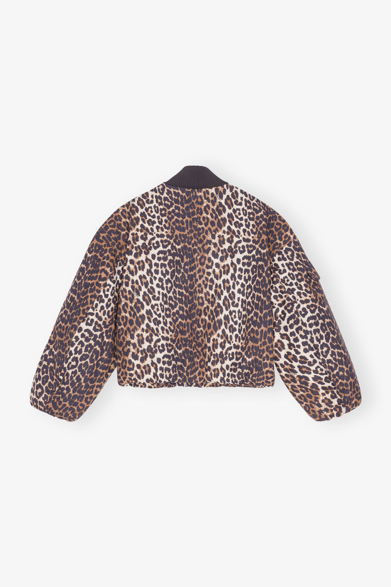 Printed Canvas Oversized Short Bomber Jacke, Hemp, in colour Almond Milk - 2 - GANNI