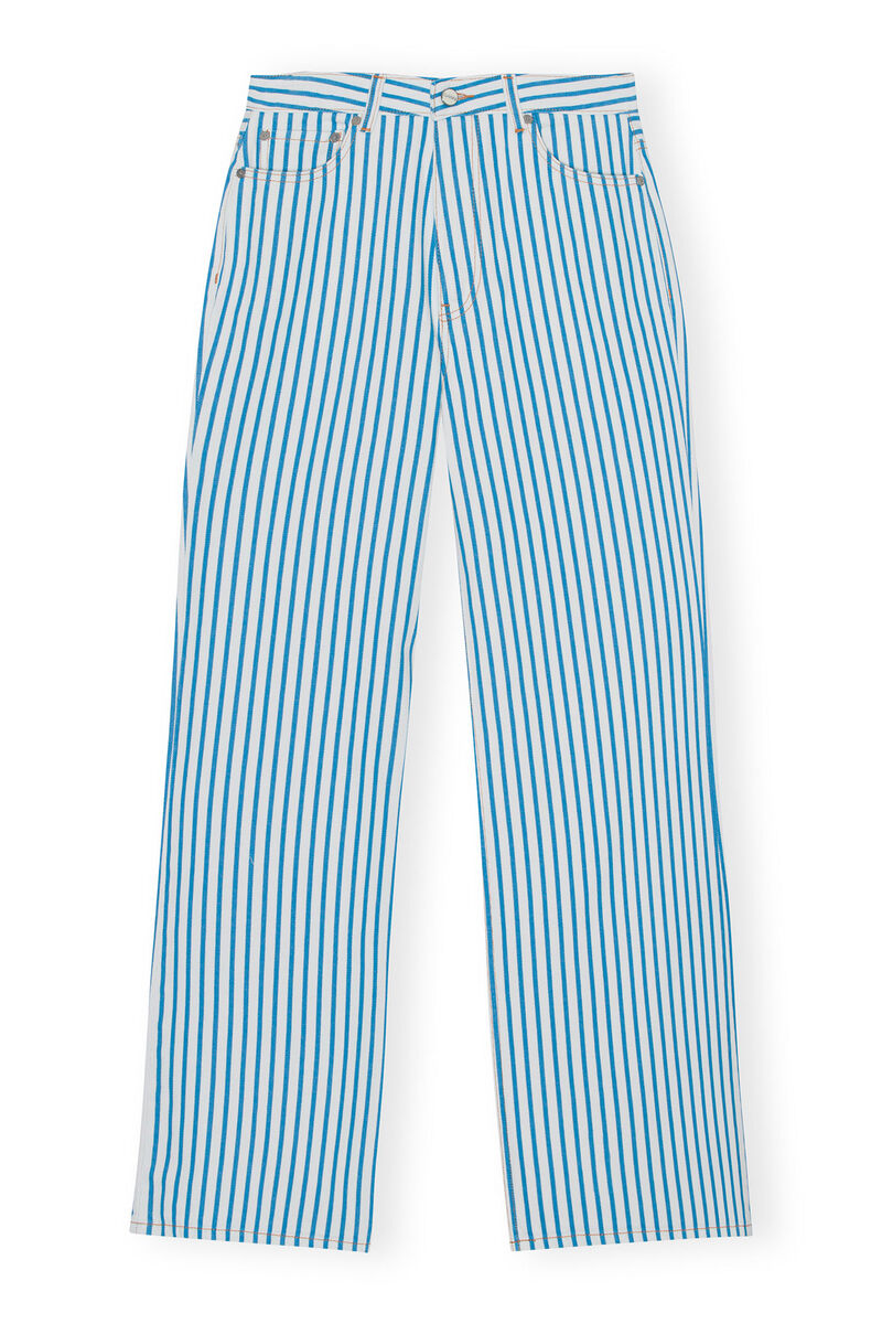 Striped Magny Jeans, Cotton, in colour Bright White - 1 - GANNI