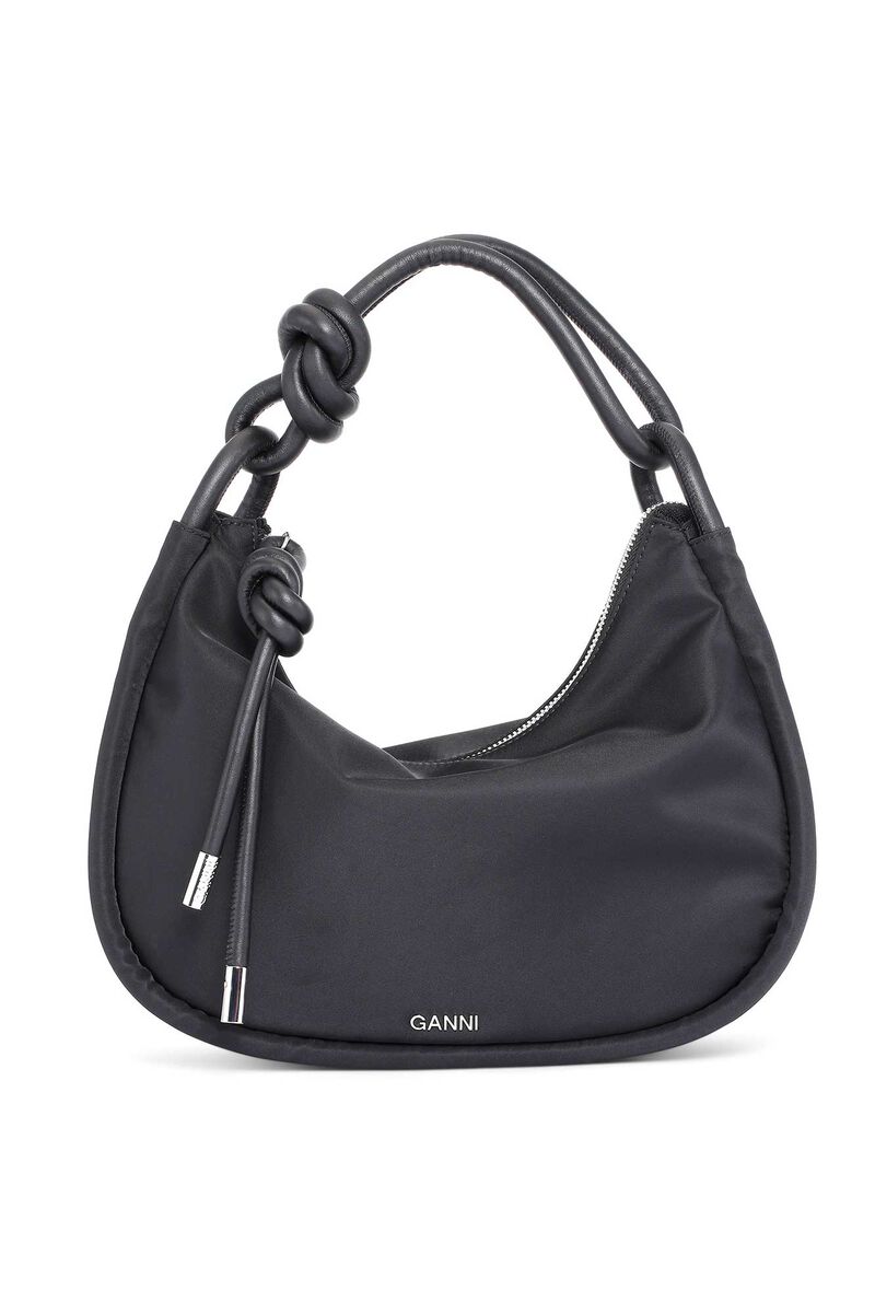 Medium Baguette Bag, Leather, in colour Black - 1 - GANNI