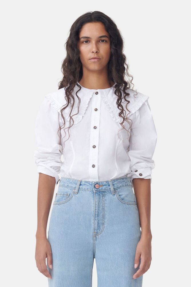 Frill Collar Blouses | Cotton Poplin Shirts | GANNI US