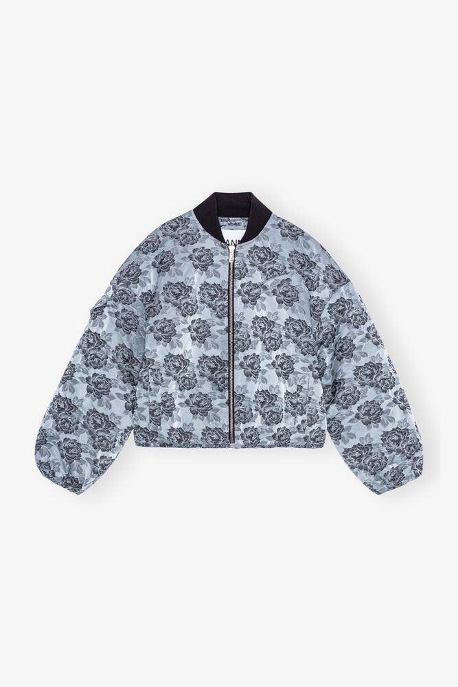 Botanical Jacquard Bomber Jacket, Illusion Blue
