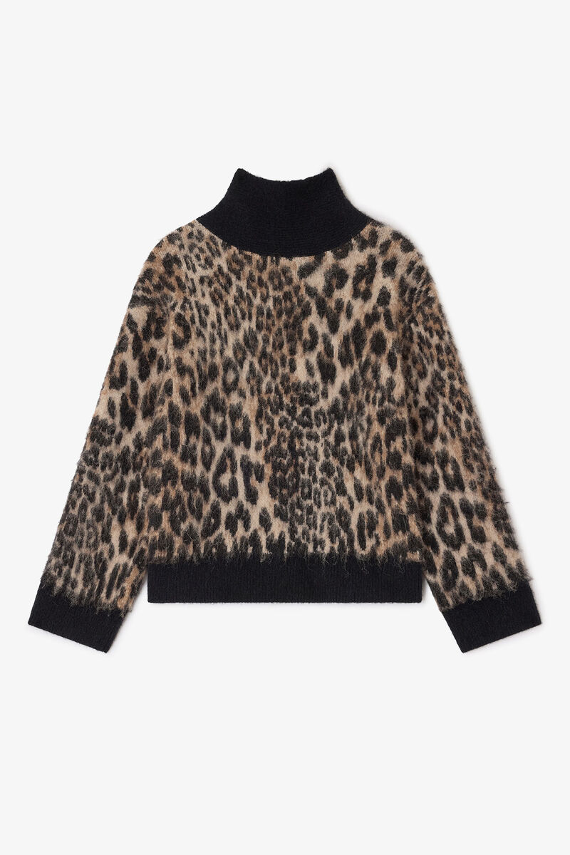 Pull léopard à dos ouvert, in colour Leopard - 1 - GANNI