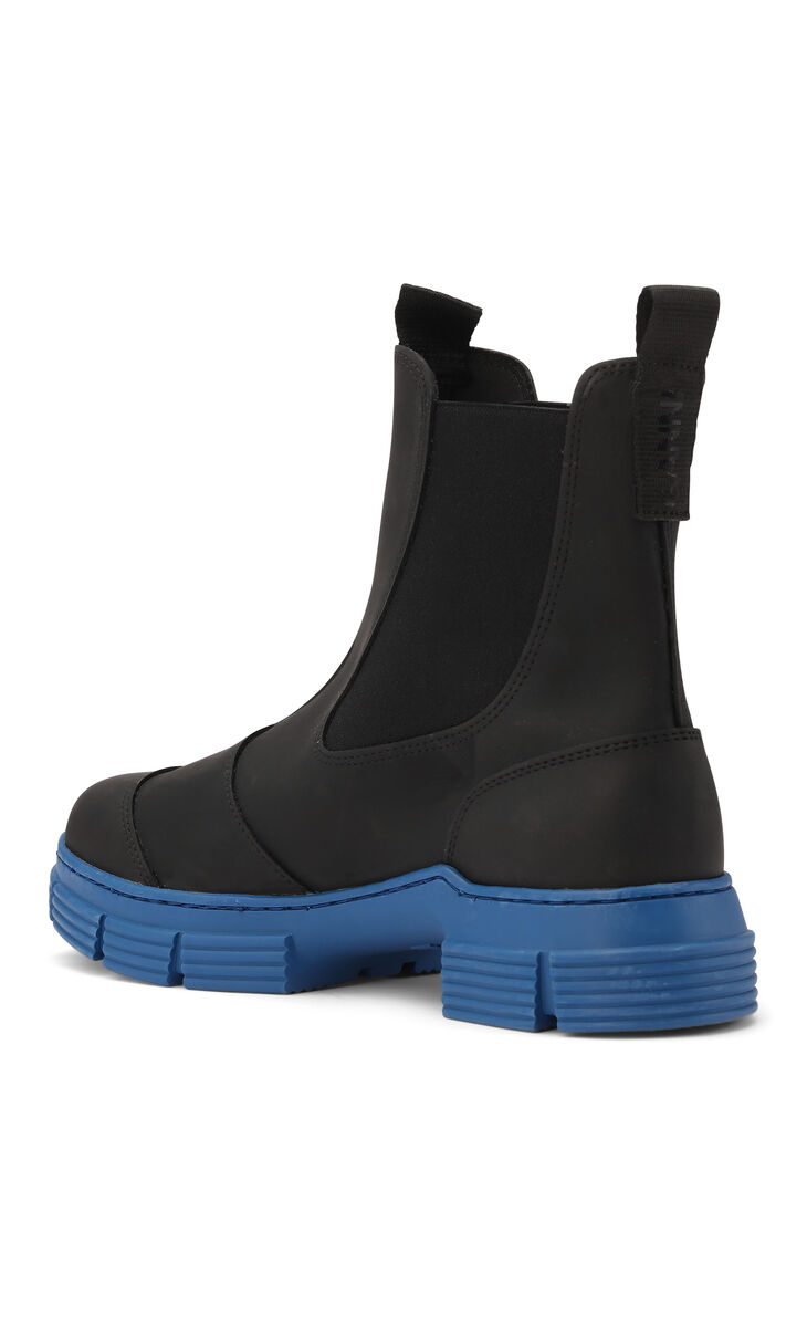Recycled Rubber City Boots, in colour Black/Dazzling Blue - 2 - GANNI