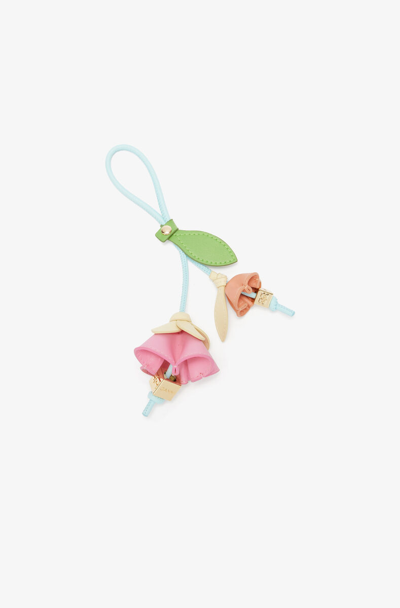 Flower Charm, Recycled Leather, in colour Pink Drink - 1 - GANNI