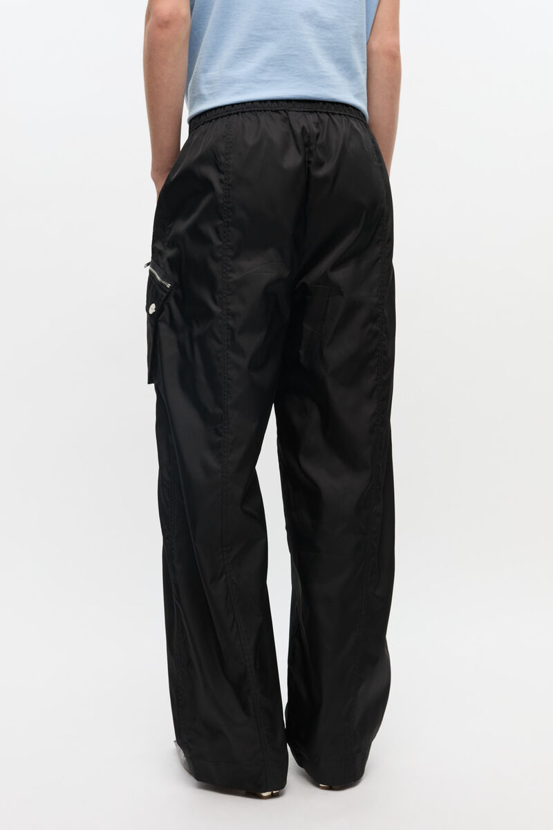 Black Nylon Elasticated Trousers, Polyurethane, in colour Black - 3 - GANNI