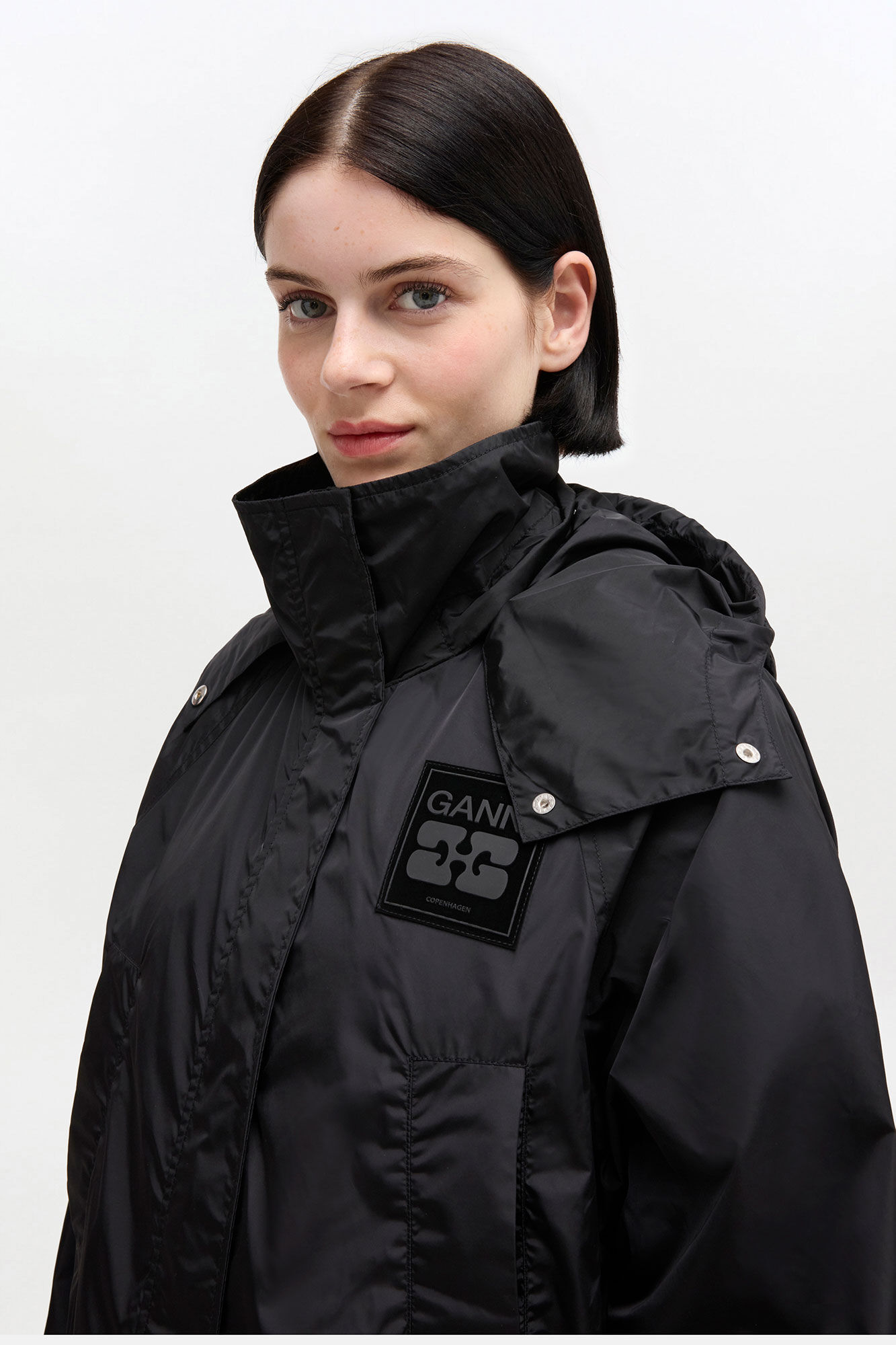 Nylon Parka Coat, Recycled Polyamide, in colour Black - 3 - GANNI