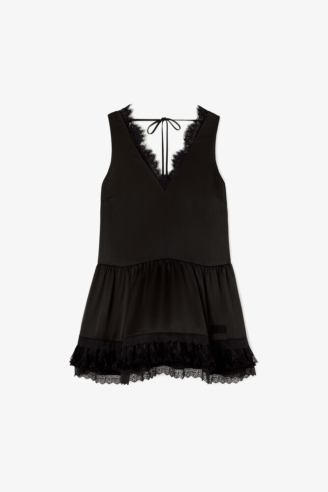 Dress in Lace Satin, Black