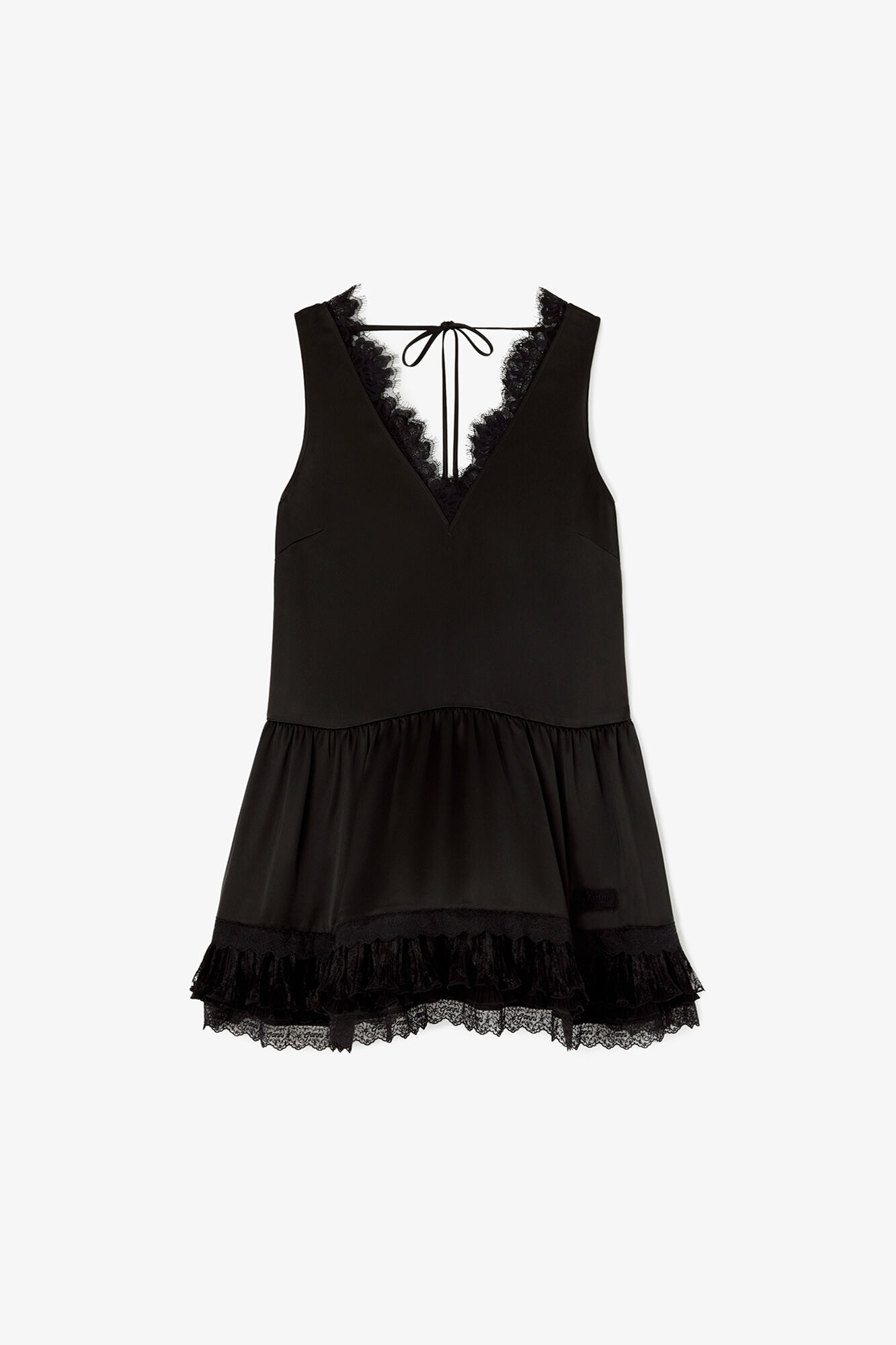 Dress in Lace Satin, Acetate, in colour Black - 1 - GANNI