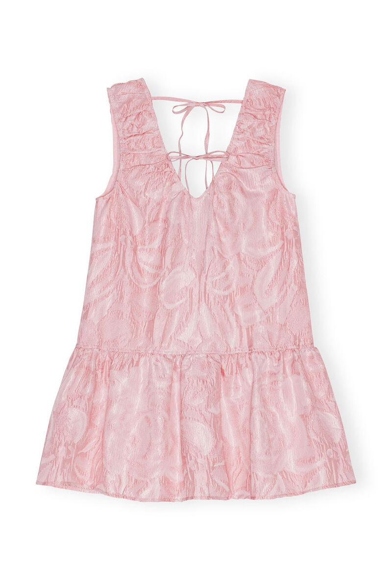 Pink Textured Cloqué Mini Dress, Polyamide, in colour Bleached Mauve - 1 - GANNI