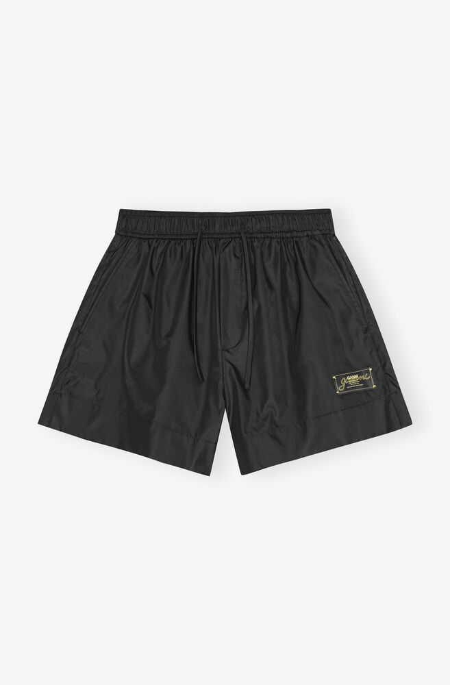 Black Duchesse Nylon Shorts, Black