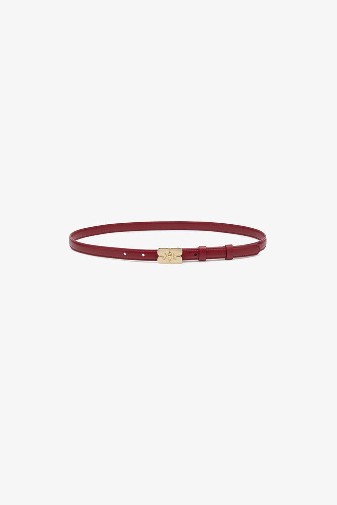 Red Slim GANNI Bou Belt, Red Dahlia
