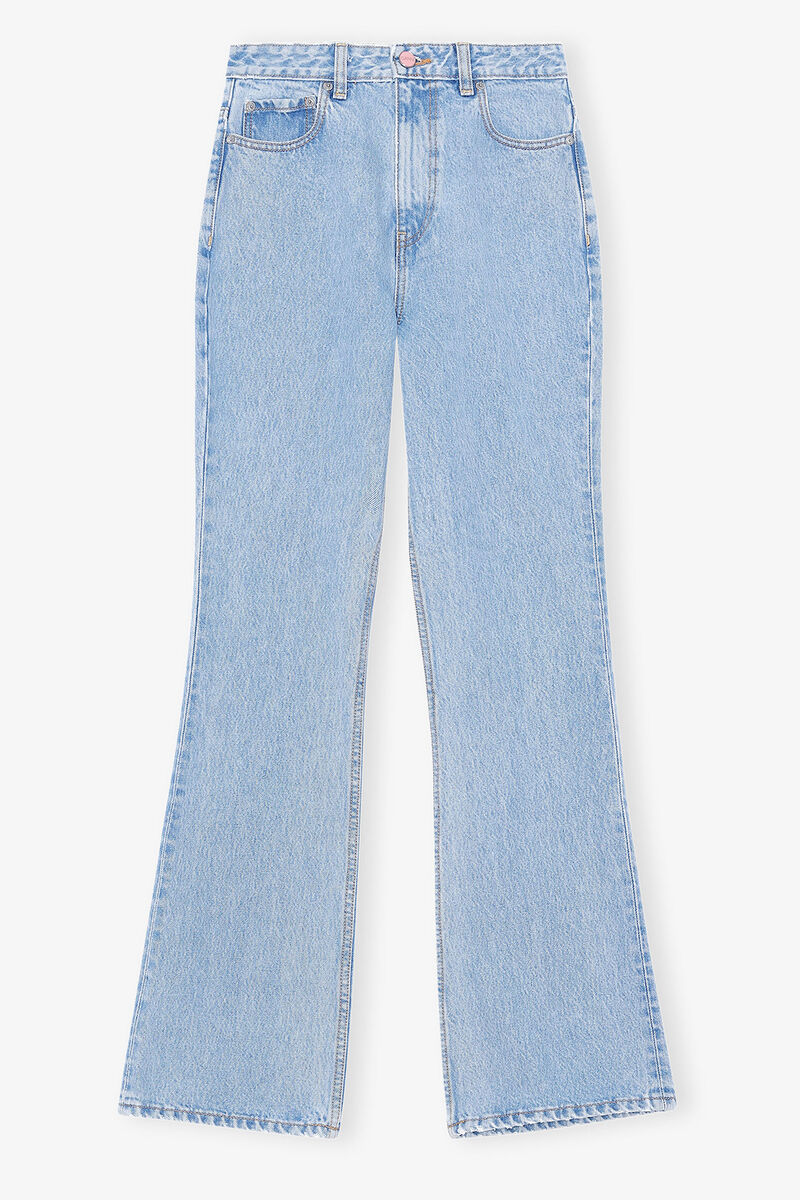 Rigid Denim Betzy, Cotton, in colour Light Blue Stone - 1 - GANNI