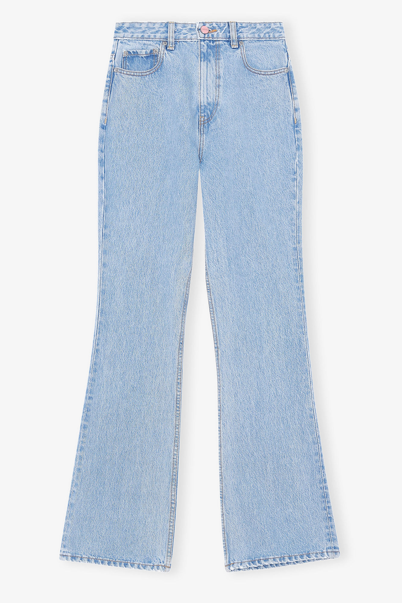 Rigid Denim Betzy, Cotton, in colour Light Blue Stone - 1 - GANNI