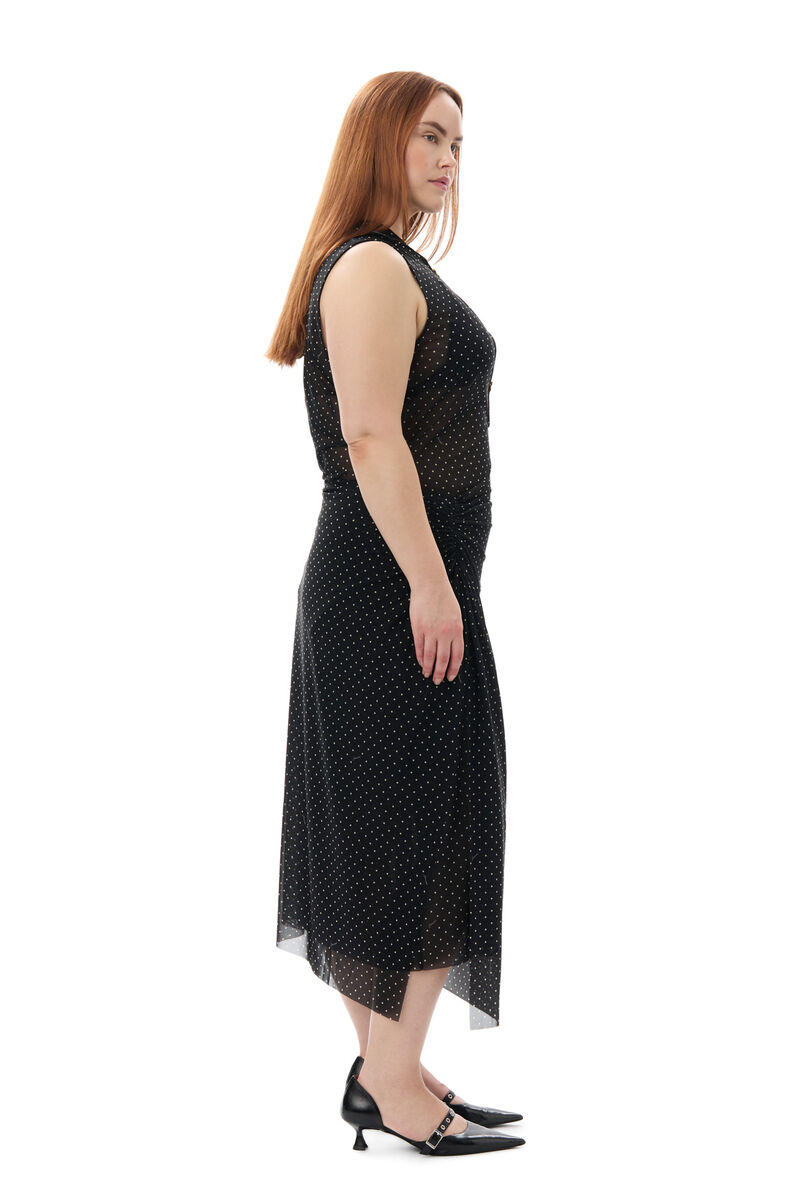 GANNI x Paloma Elsesser Printed Mesh Sleeveless Layer Dress, Recycled Nylon, in colour Black - 3 - GANNI