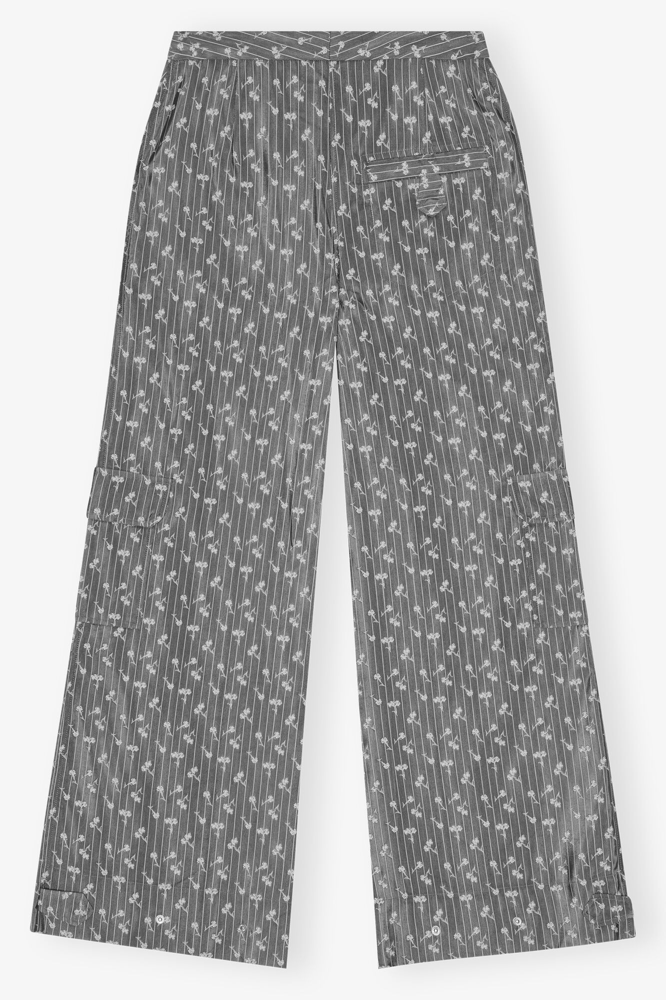 Grey Jacquard Cargo Trousers, Acetate, in colour Smoked Pearl - 2 - GANNI