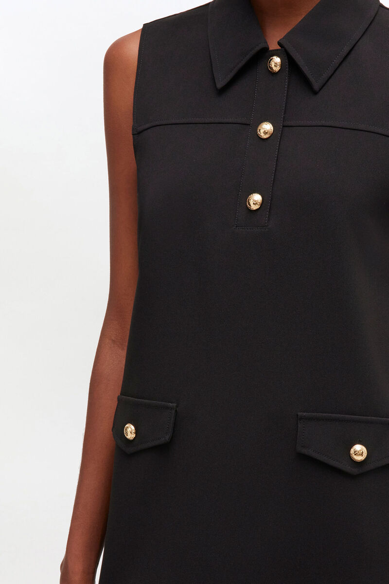 Black Twill Suiting Mini Dress, Recycled Polyester, in colour Black - 3 - GANNI