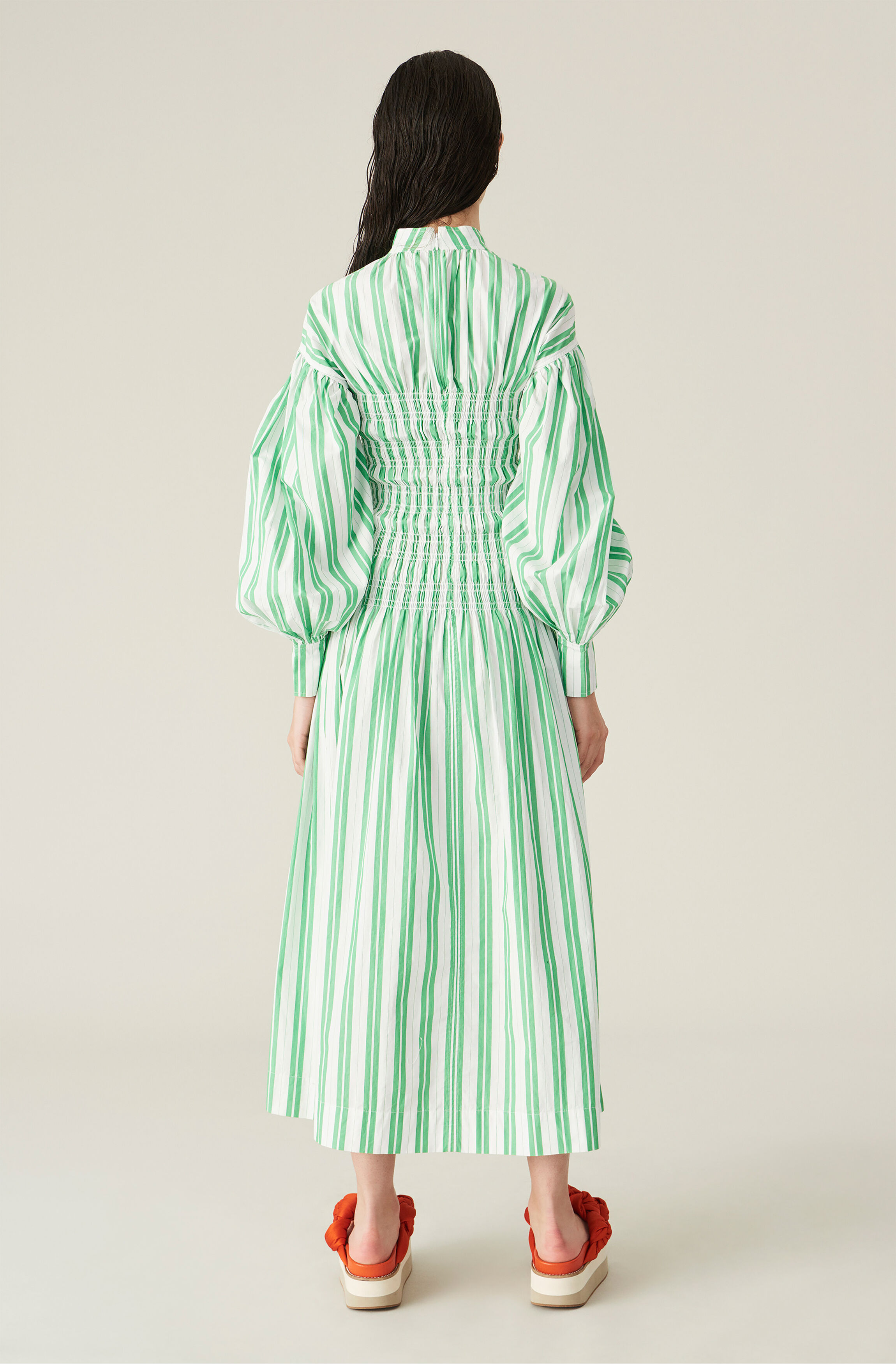 Ganni green striped dress Clearance