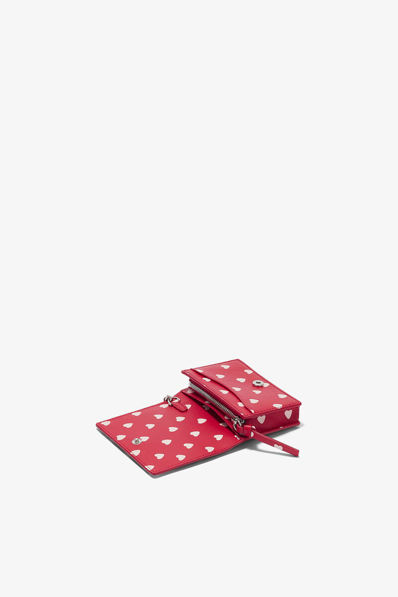 Bou Card Holder With Flap with Dots, in colour Barbados Cherry - 3 - GANNI
