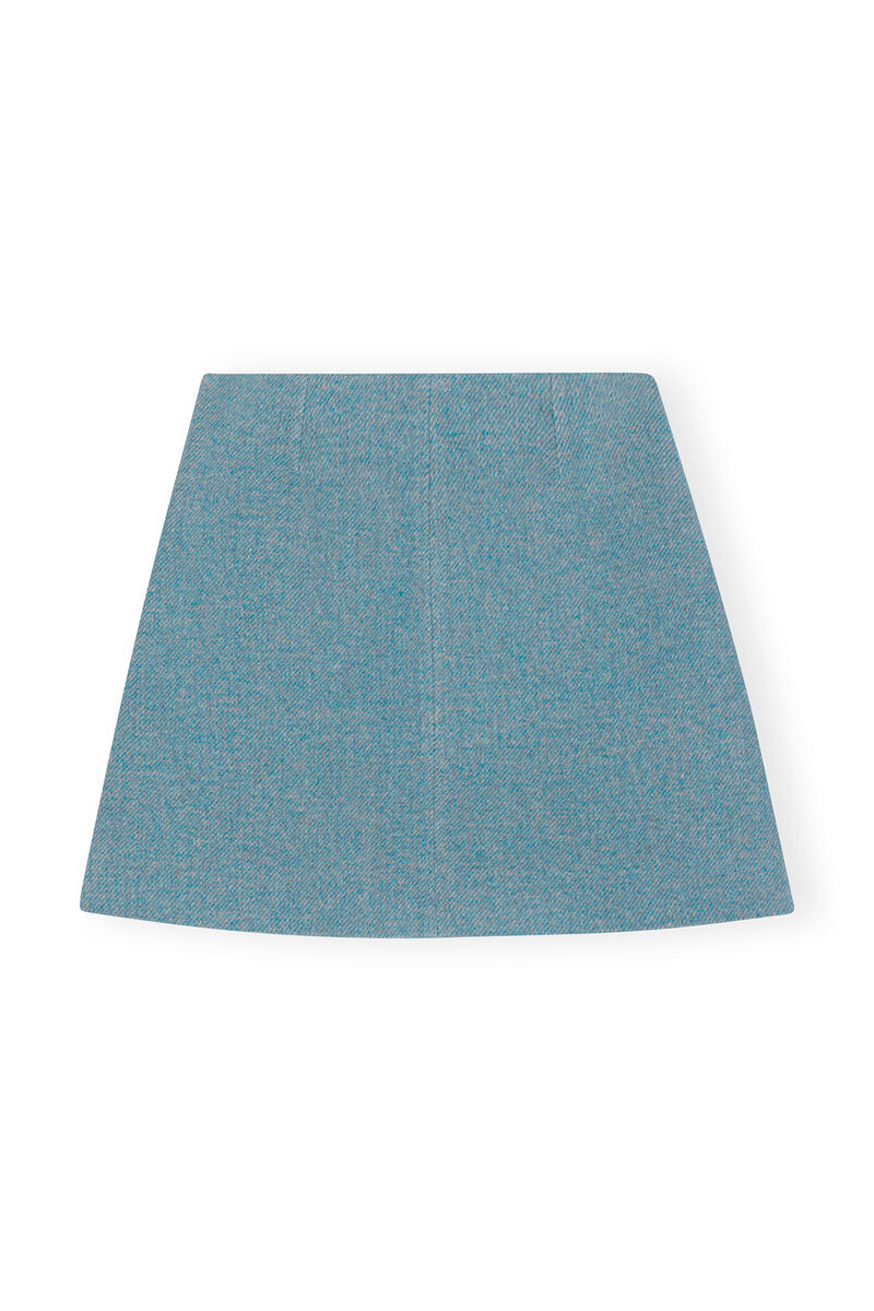 Twill Wool Suiting Mini Skirt, Polyamide, in colour Heather - 2 - GANNI