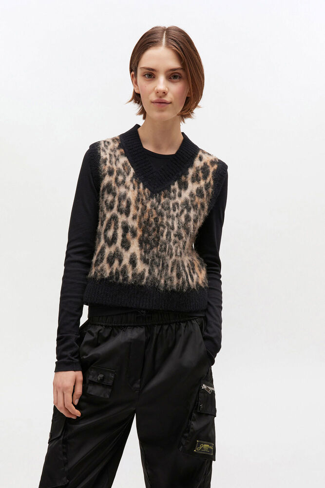 Leopard V-neck Vest, Leopard