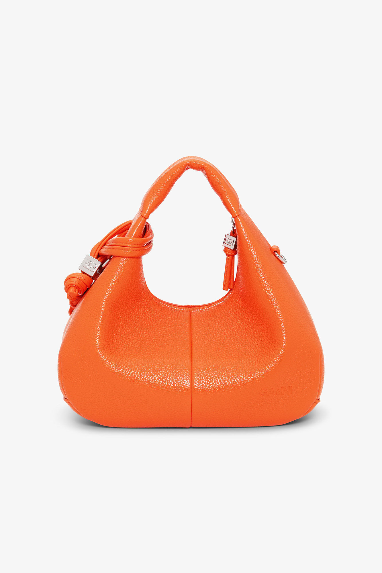 Orange Mini Hobo Bag, Polyurethane, in colour Russet Orange - 3 - GANNI
