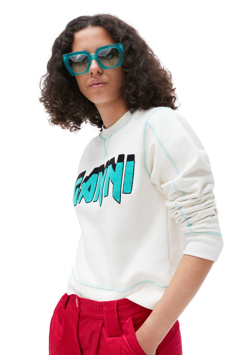 Isoli Rock Sweatshirt, Cotton, in colour Egret - 3 - GANNI
