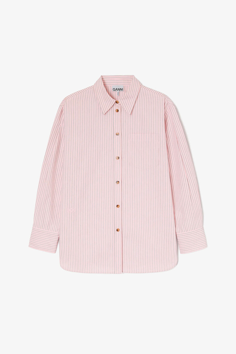 Pink Stripe Shirt, in colour Chalk Pink - 1 - GANNI