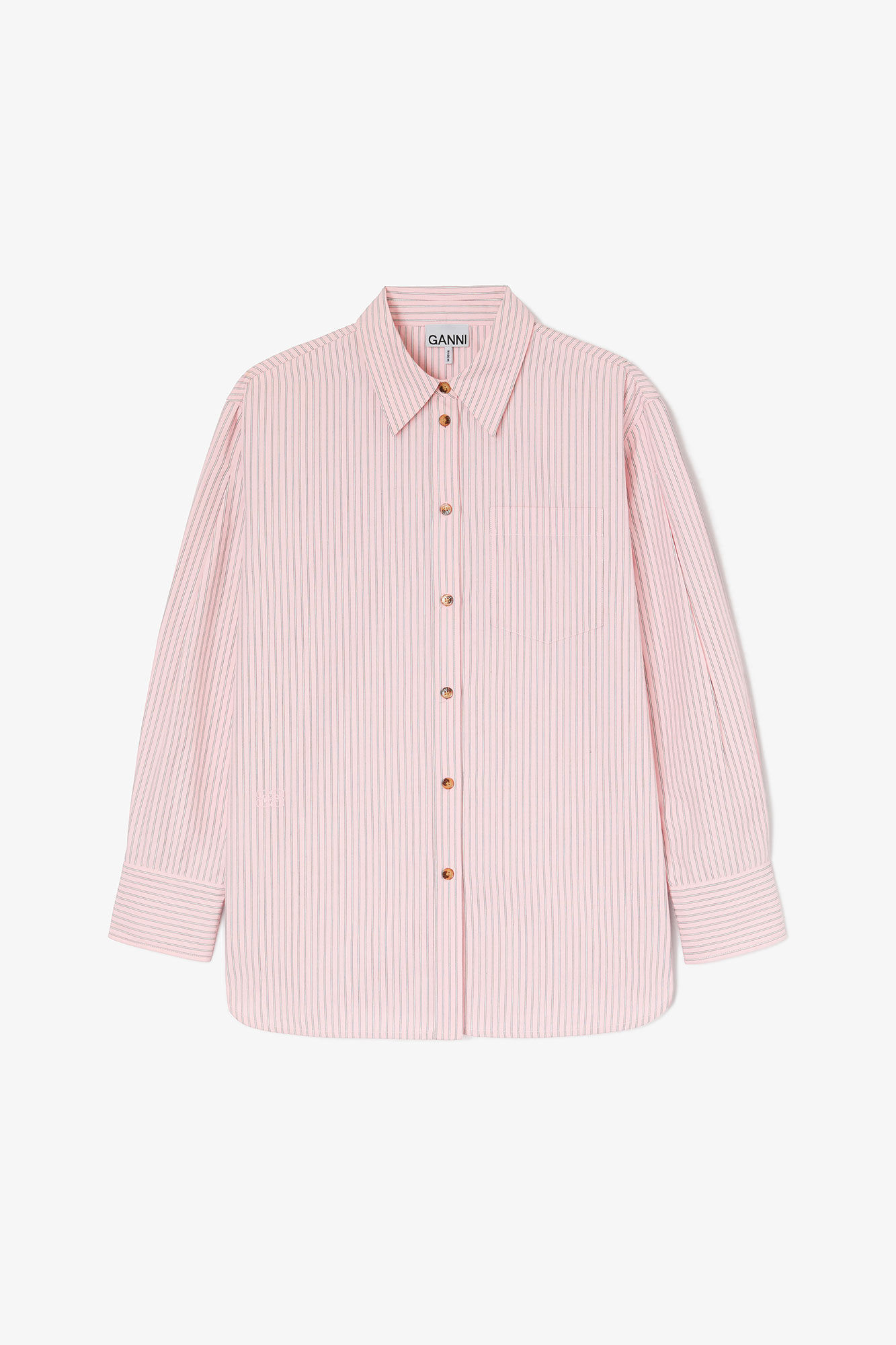 Pink Stripe Shirt, in colour Chalk Pink - 1 - GANNI