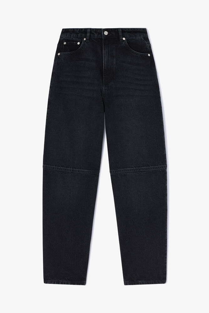 Audri Jeans in Black Rigid Denim, Black Washed