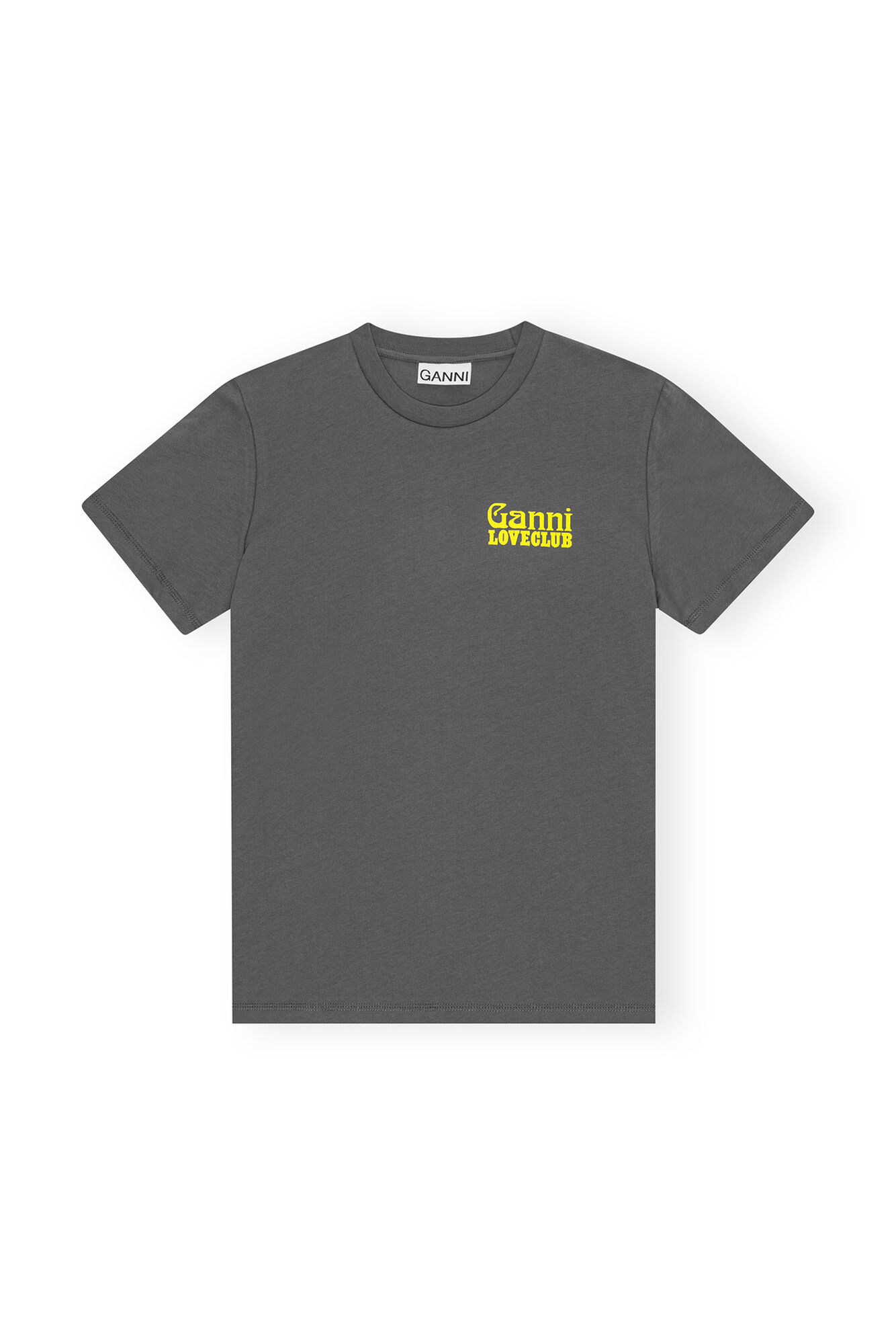 Grey Relaxed Loveclub T-shirt, Cotton, in colour Volcanic Ash - 1 - GANNI