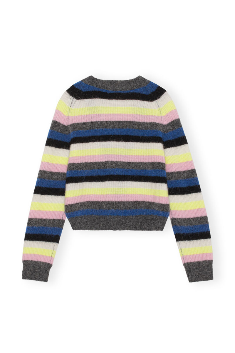 Stripe Wool Cardigan, Alpaca, in colour Nautical Blue - 2 - GANNI