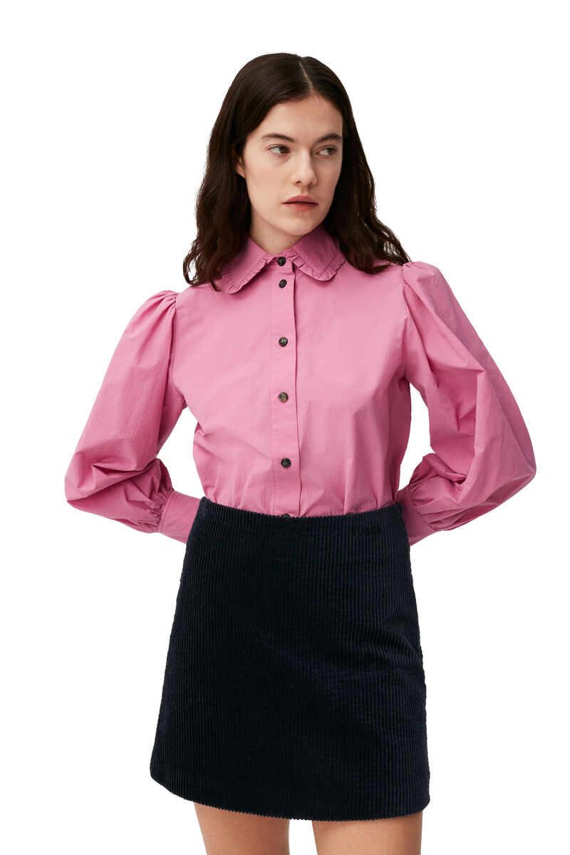 Cotton Puff Sleeve Shirt, Cotton, in colour Cyclamen - 3 - GANNI