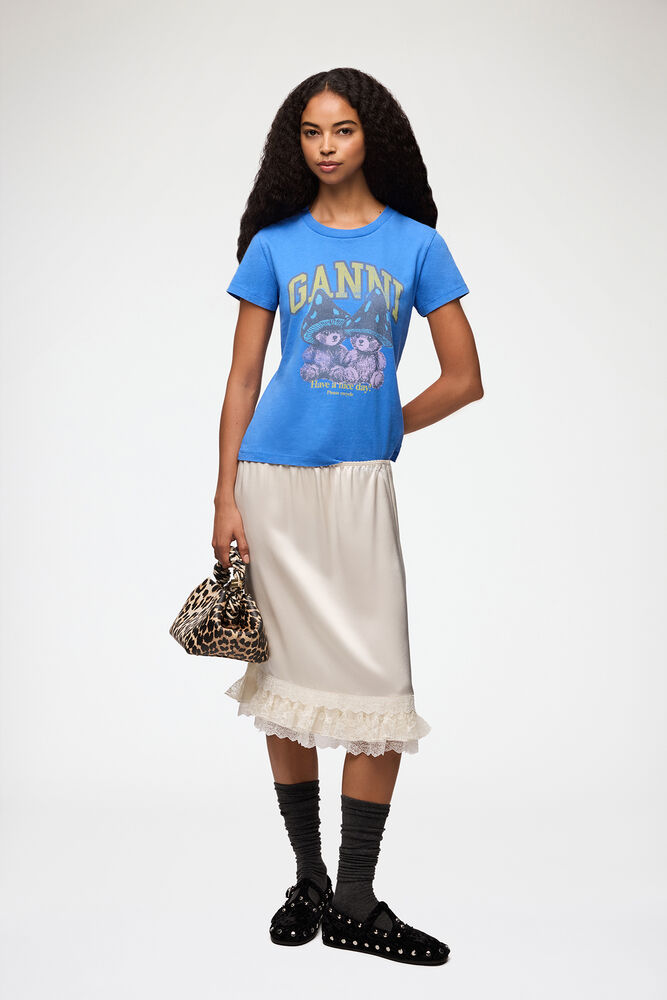Skirt in Frill Satin, Egret