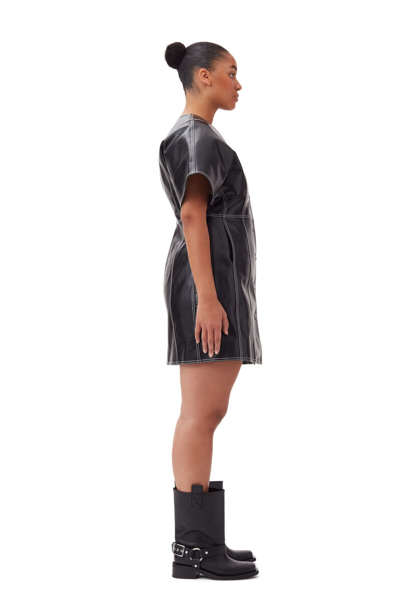 Black Future Oleatex Fitted Shaped Sleeve Mini Dress, Cotton, in colour Black - 8 - GANNI