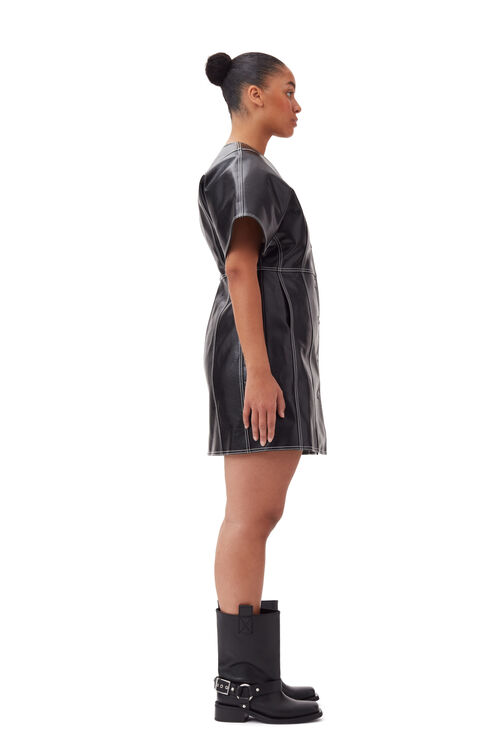 Black Future Oleatex Fitted Shaped Sleeve Mini Dress, in colour Black - 8 - GANNI