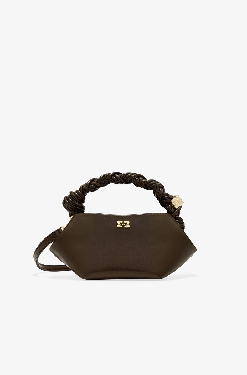 Dark Olive Mini GANNI Bou Bag, Cotton, in colour Dark Olive - 1 - GANNI