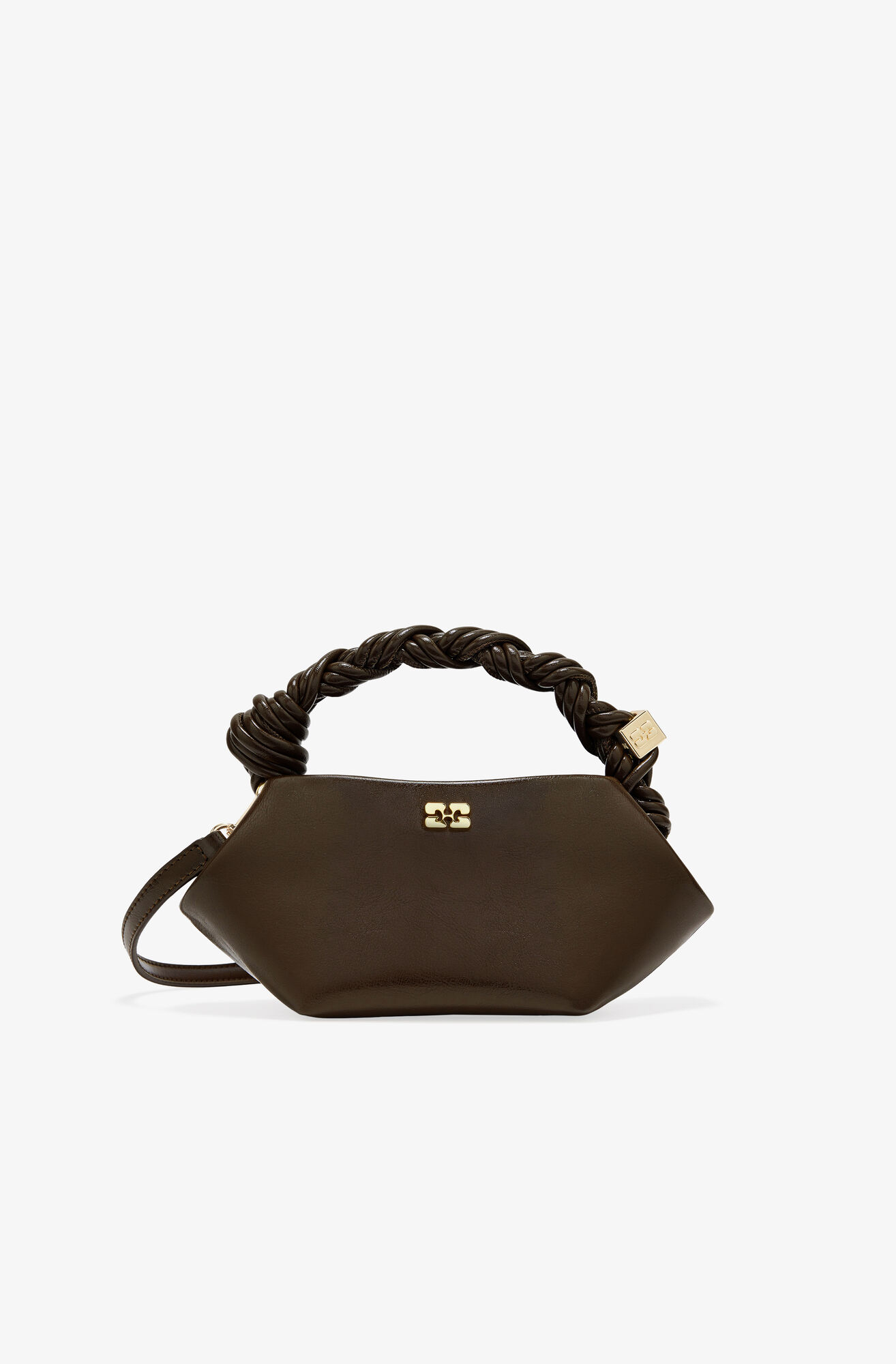 Dark Olive Mini GANNI Bou Bag, Cotton, in colour Dark Olive - 1 - GANNI
