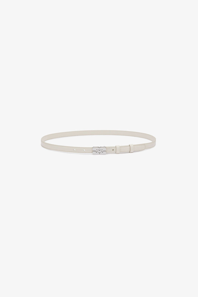 Ivory Slim GANNI Bou Belt, Polyester, in colour Egret - 1 - GANNI