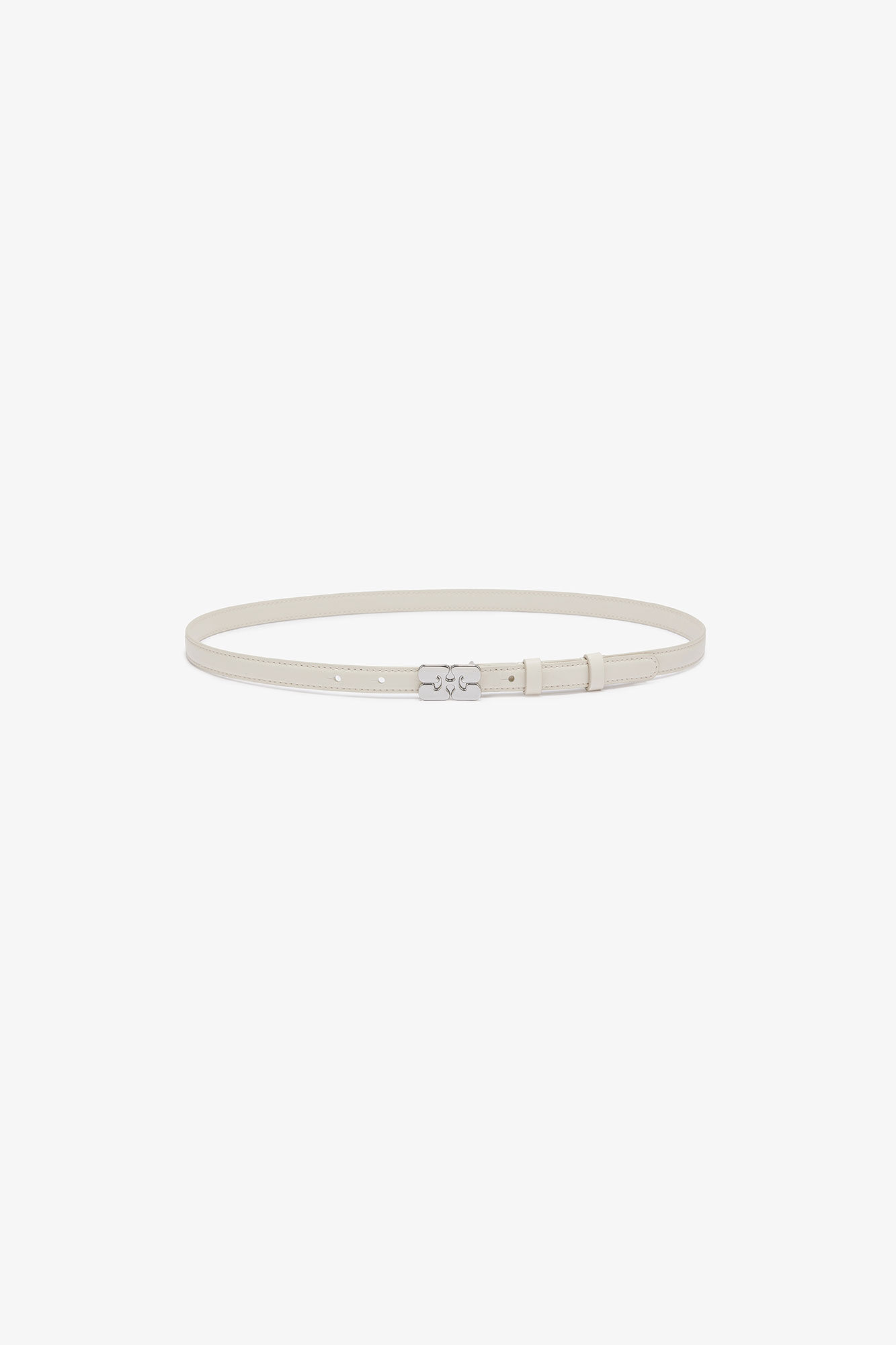 Ivory Slim GANNI Bou Belt, Polyester, in colour Egret - 1 - GANNI
