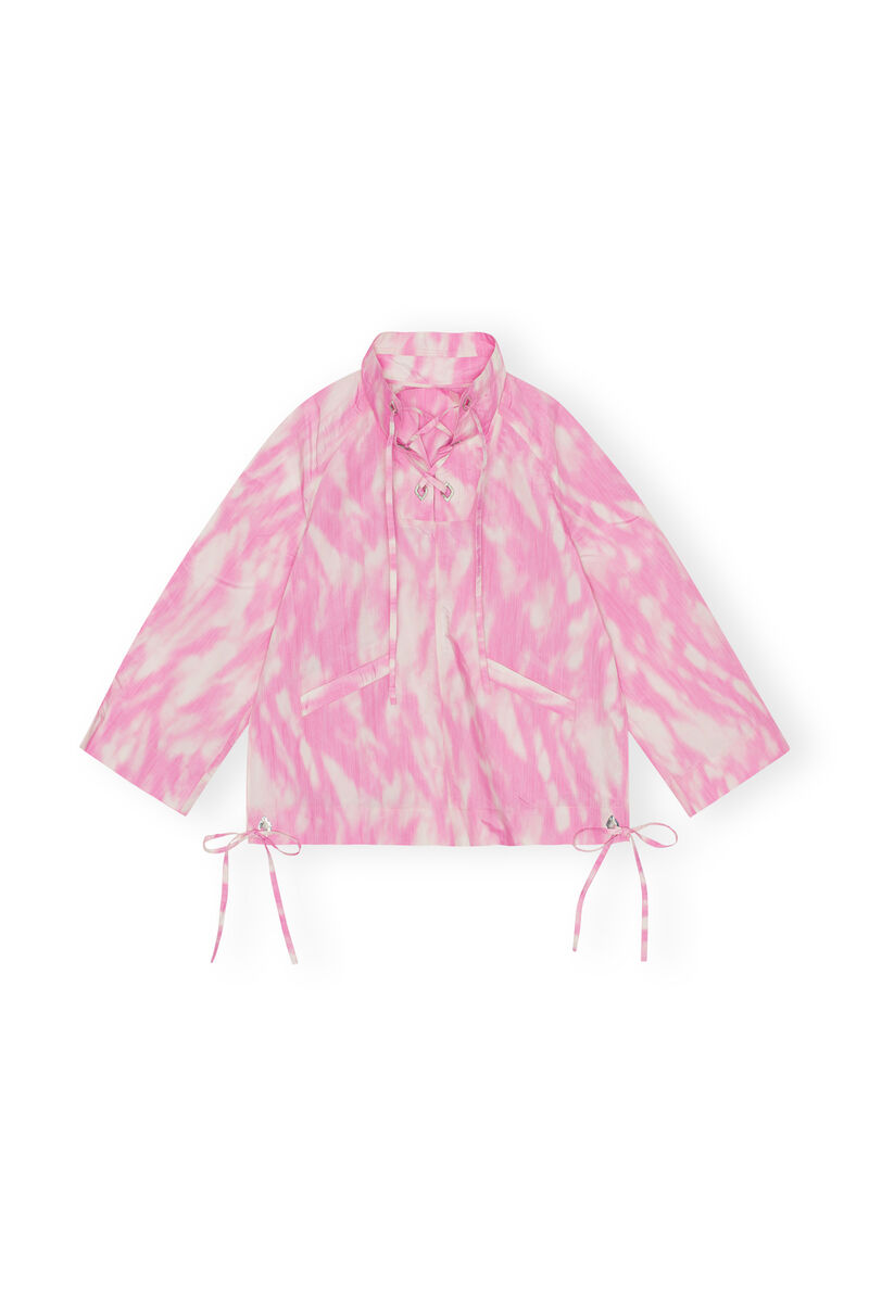 Anorakkjakke i teknisk stoff, Polyester, in colour Dreamy Daze Phlox Pink - 1 - GANNI