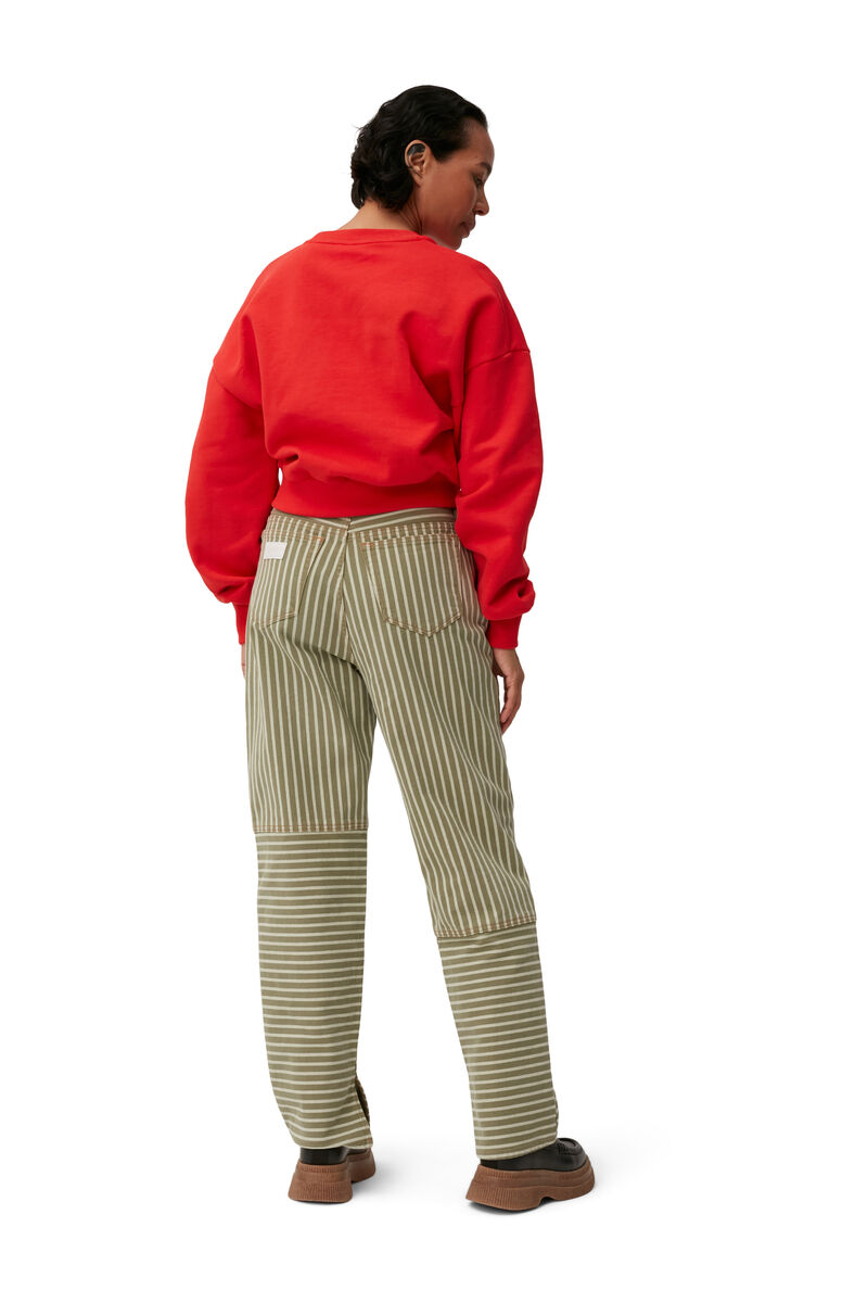 Stripe Figni Jeans , Cotton, in colour Stripe Loden Green - 4 - GANNI