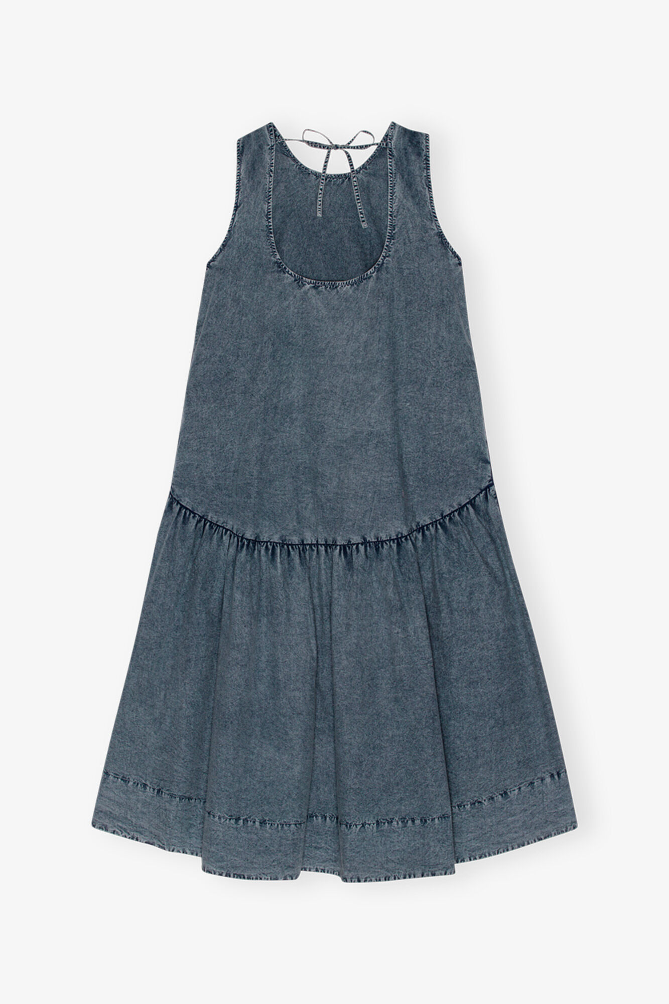 Blue Cotton Poplin Open Back Midi Dress, Cotton, in colour Sky Captain - 2 - GANNI