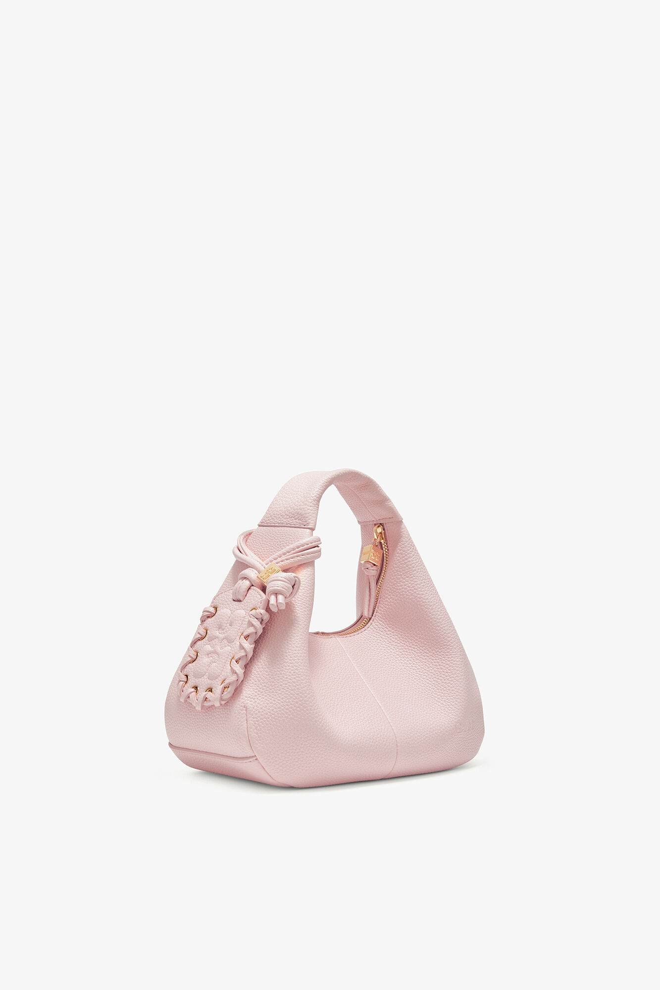Chalk Pink Mini Hobo Bag in Grained | GANNI NO