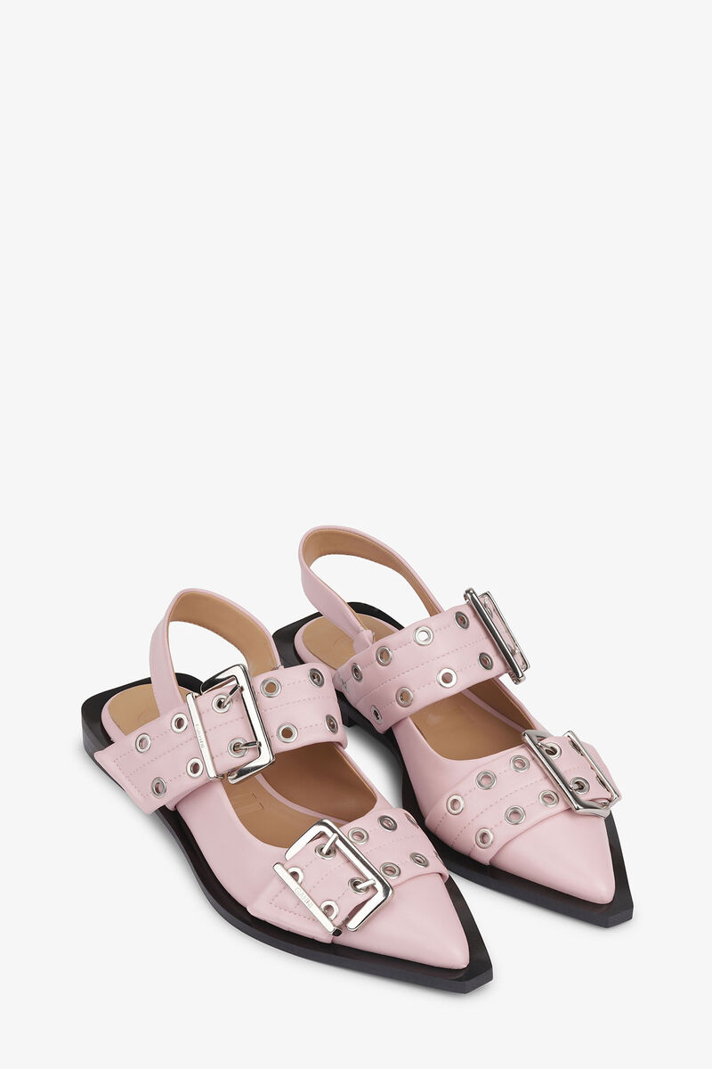 Chalk Pink Light Pink Feminine Buckle Ballerinas | GANNI US