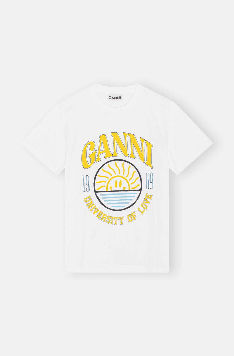 Sun University Of Love T-shirt, Cotton, in colour Bright White - 1 - GANNI