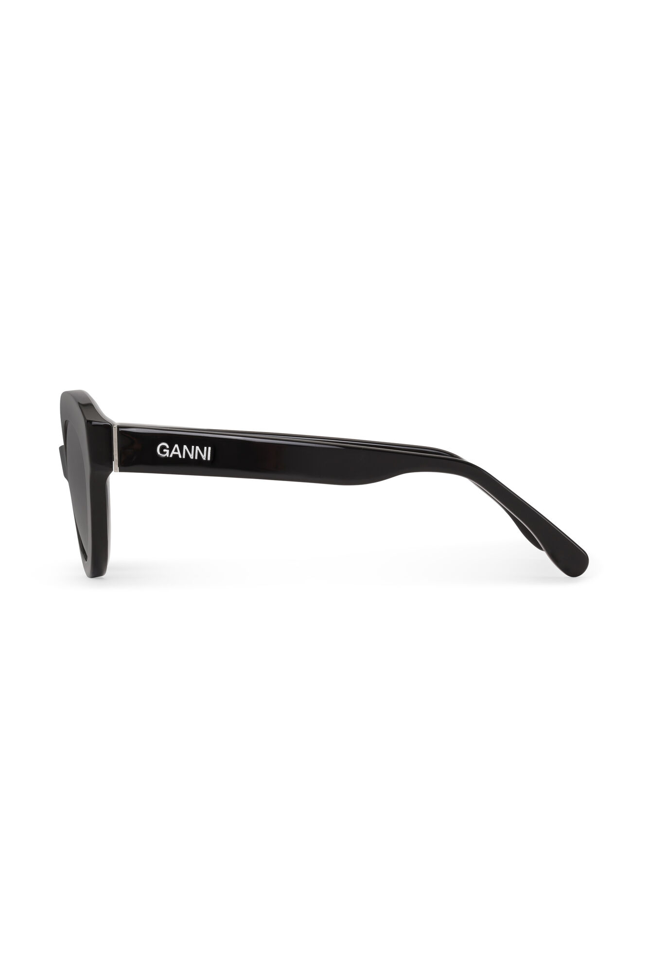 Black Chunky Round Sunglasses, Biodegradable Acetate, in colour Black - 2 - GANNI