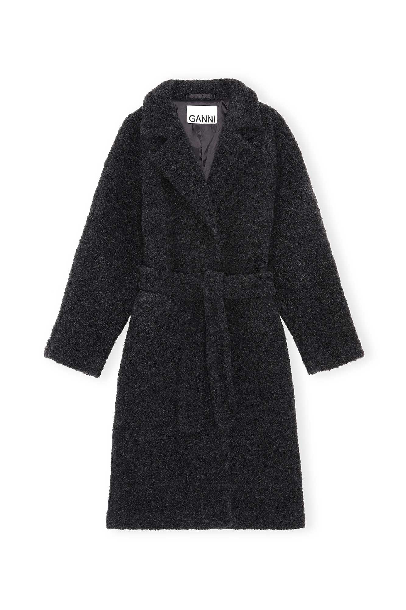wool blend long wrap coat