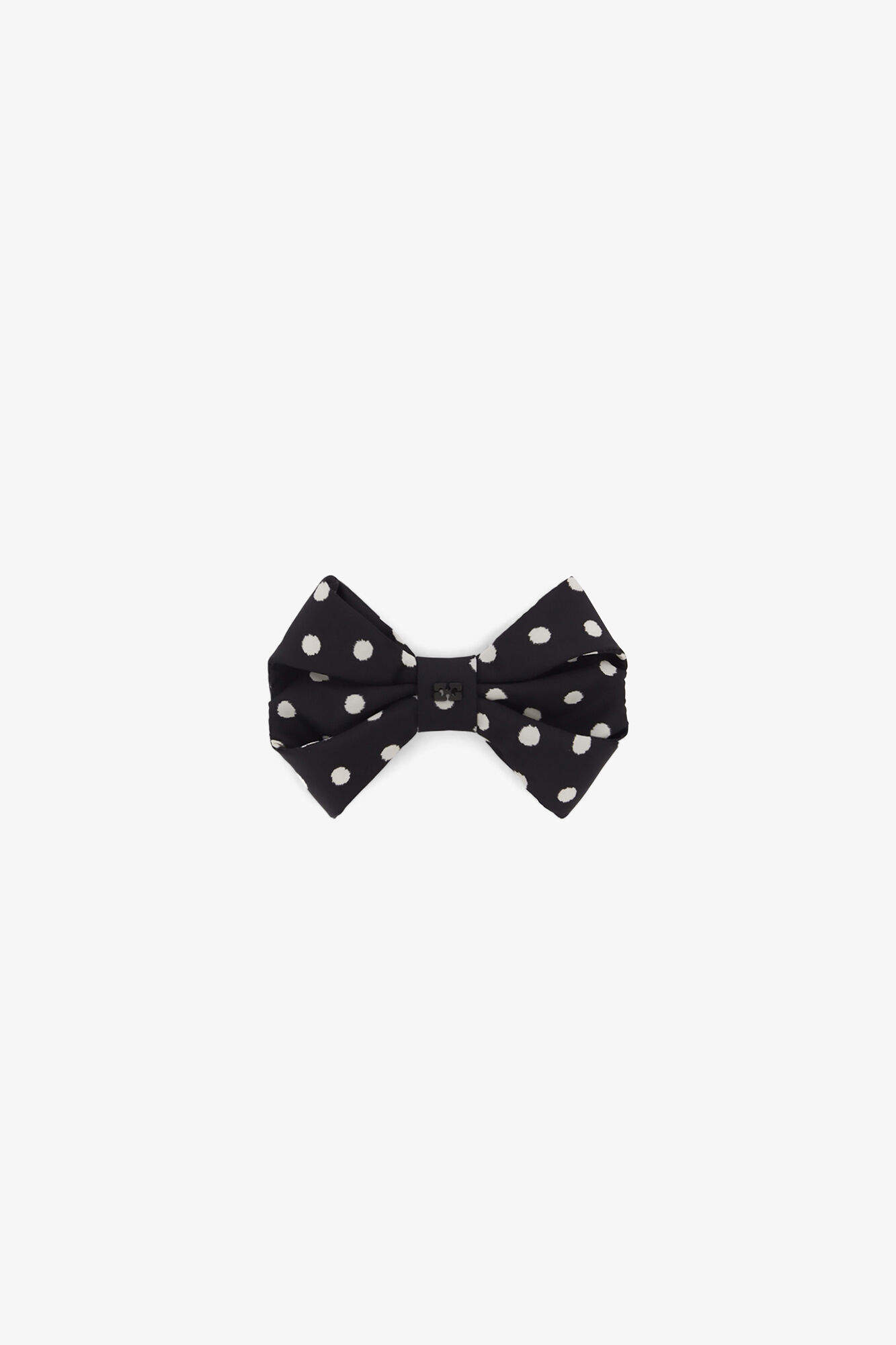 Polka-Dot Bow Hairclip, Recycled Nylon, in colour Black - 1 - GANNI