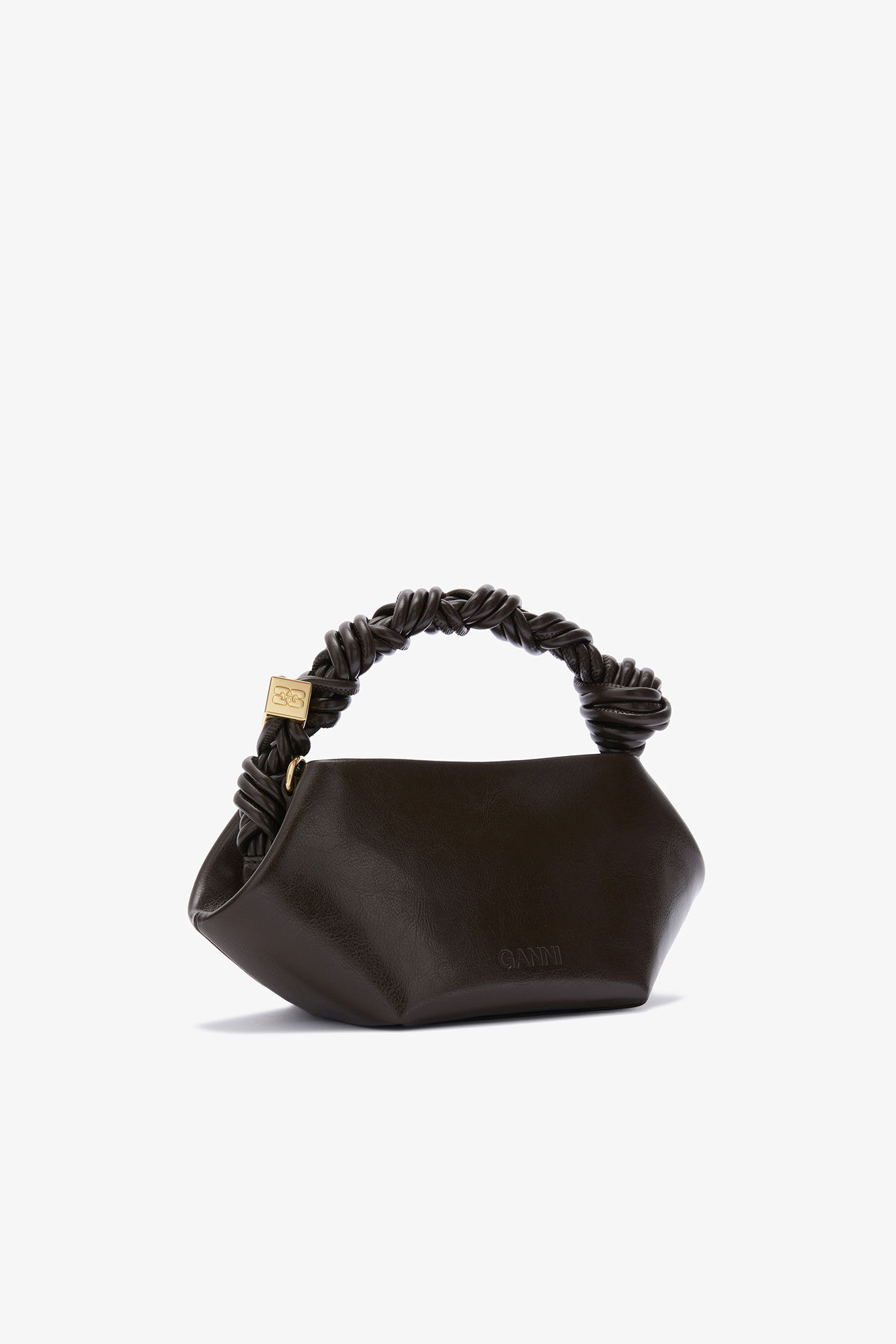 Green Crinkle Mini Bou Bag, in colour Dark Olive - 2 - GANNI